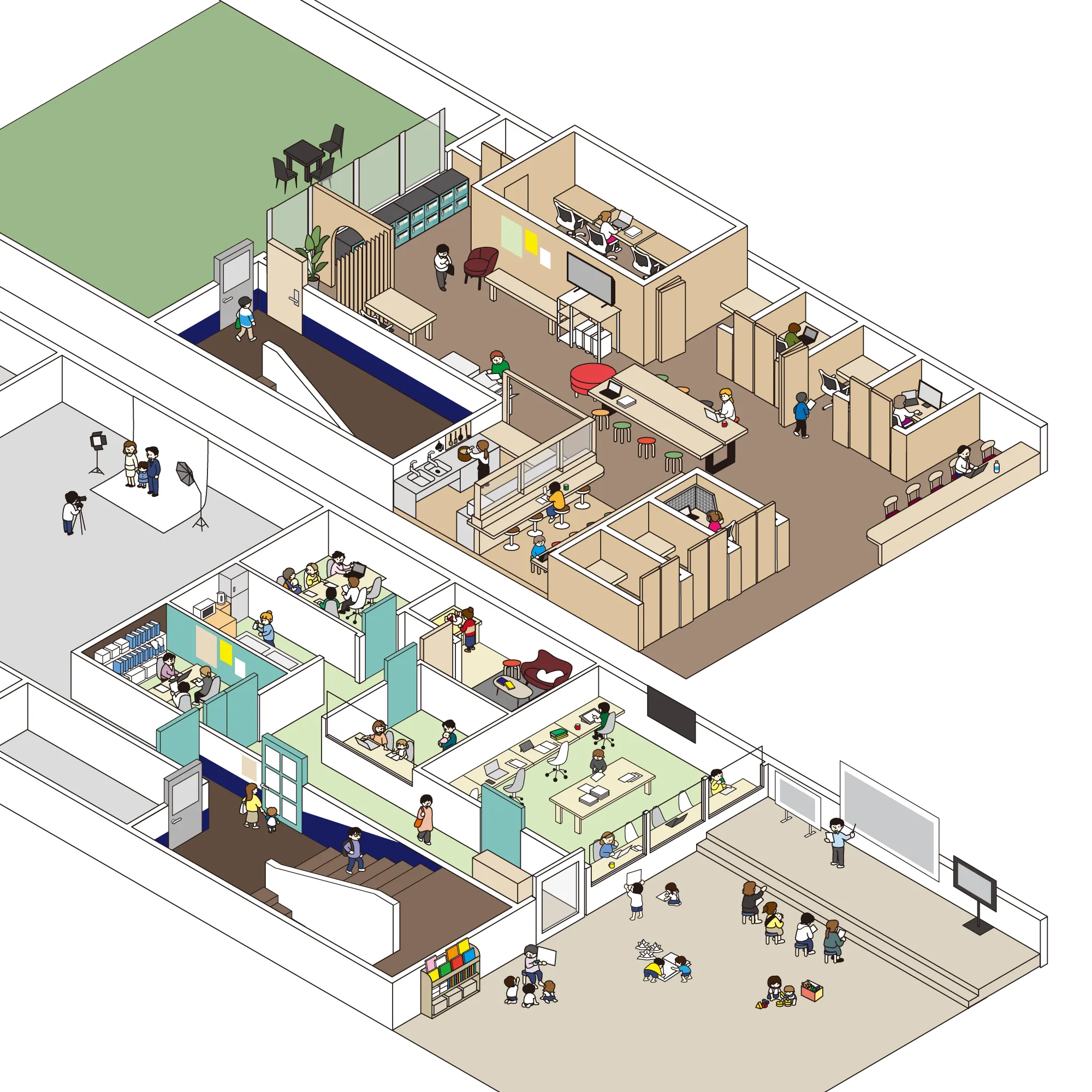 コワーキングスペースのイラスト